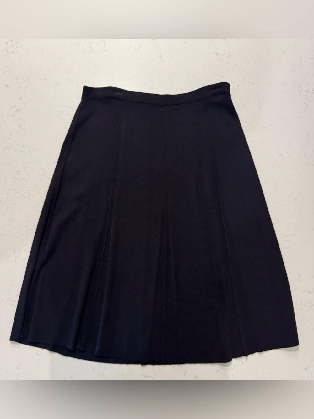 Kate Hill Black A-Line Midi Skirt Knit Pull On Size Medium - Picture 2 of 6